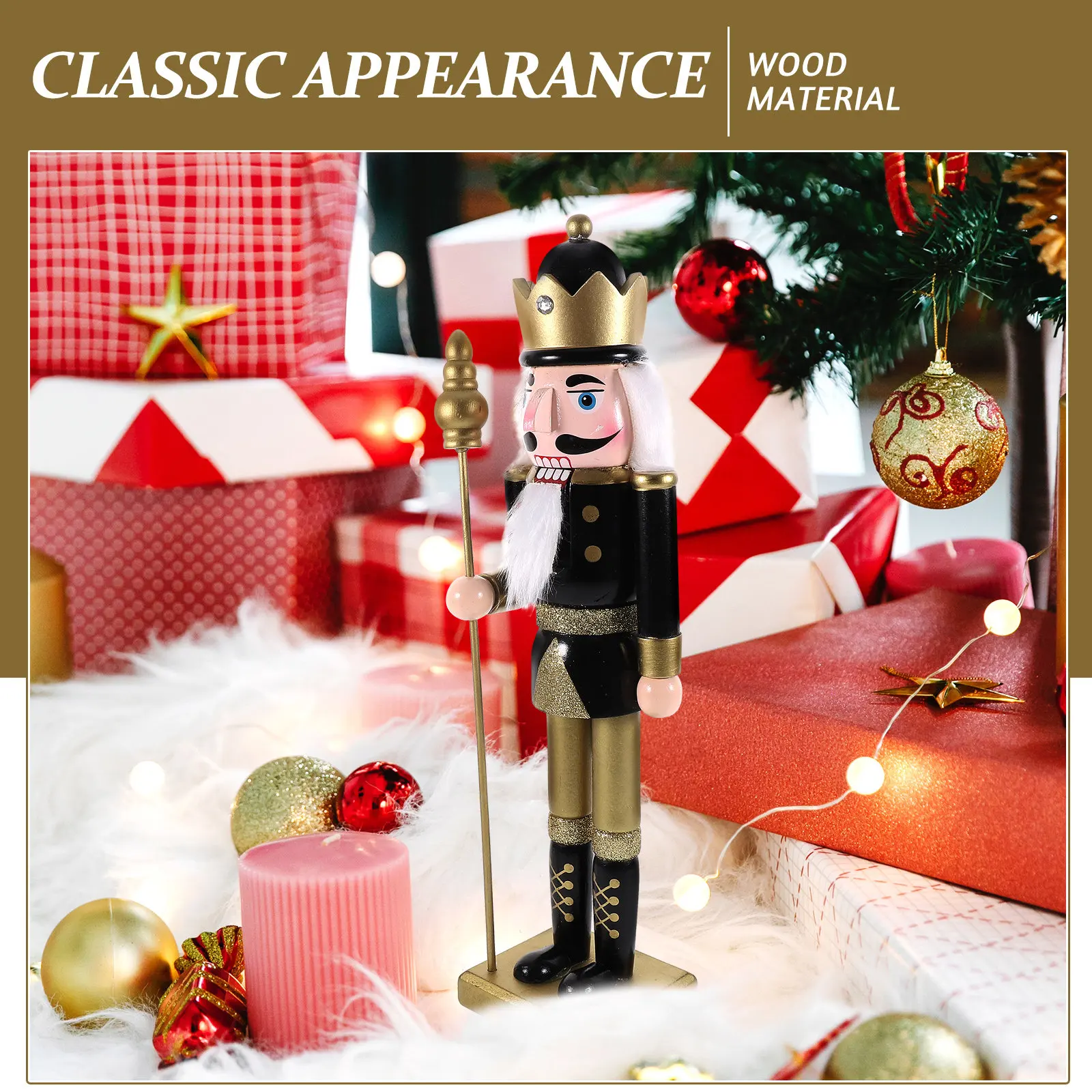 Wooden Nutcracker Soldier Christmas Ornament Xmas Table Desktop Decor Charming Xmas Party Decoration Wooden Nutcracker Puppet