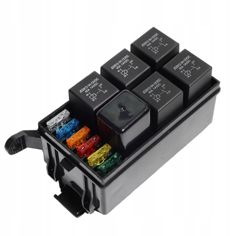 12V Relay Box 6 Way Relay Fuse Box Pre-wired Waterproof Relay Box 6 Slot ATC/ATO Fuse Relay Block for Car Marine