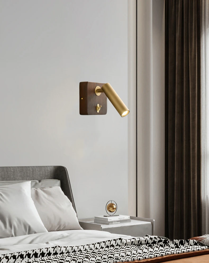 With Switch Wall Lamp Gold Silver Brass Wooden