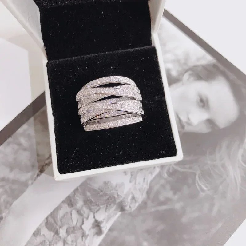 New Luxury Elegant Fashion Trend Zircon Ring for Women Wedding Engagement Bride Temperament Personality Niche Design Jewelry
