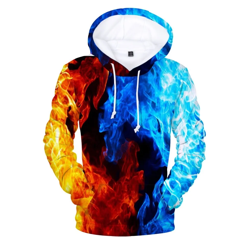 Sweat à capuche flamme bleue pour hommes et femmes, Streetwear Hip Hop, Sweat américains Harajuku, Mode Y2K, Pulls d'automne, Vêtements pour enfants et adultes