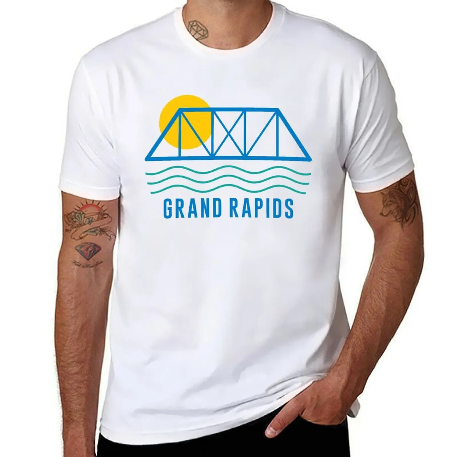 

Футболка Grand Rapids Blue Bridge, мужская простая футболка с аниме, футболка