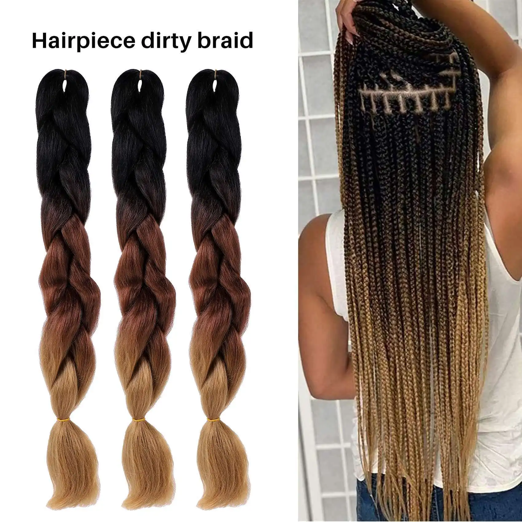 5Pcs Dirty ,Gradation Synthetic Braiding Hair,Lot Hair Extension for Twist Braiding Hair