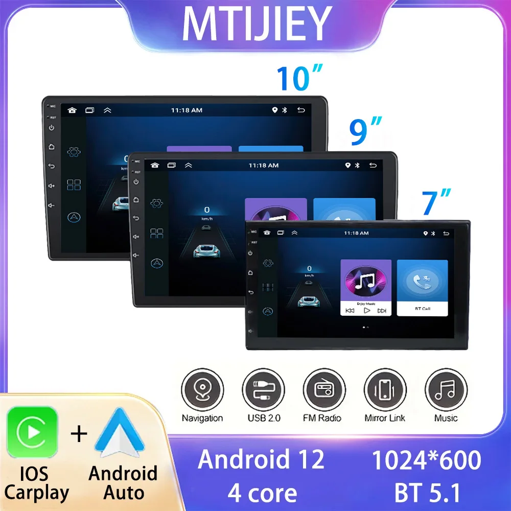 

Android 12 CarPlay car radio Android Auto GPS multimedia player 2 DIN universal 7/9/10 inch Car stereo WiFi player