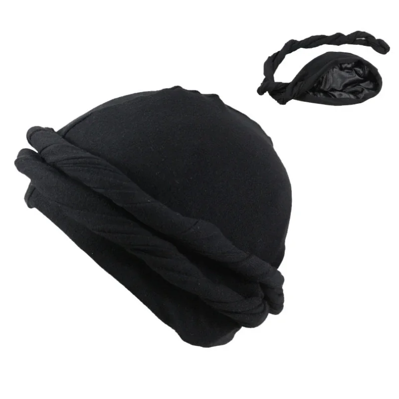 2023 Elastic Men\'s Turban Hat Satin Lining Stretchy Men Bandana Indian Cap Male Hip Hop Caps Headband Biker Headwrap Hats