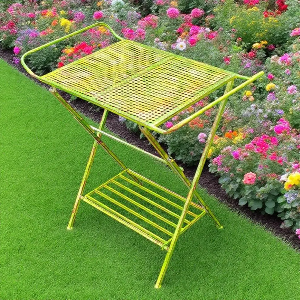 

Складная металлическая подставка для растений в винтажном стиле — многоуровневая подставка для горшков для использования в помещении и на открытом воздухе, компактная и идеально подходит для балконов