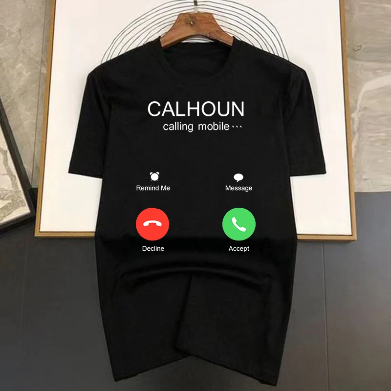 2023 Summer Fashion 100%cotton Men/Women T-shirts Calhoun Calling Mobile Printed Short Sleeve T Shirt clothes Top Tees