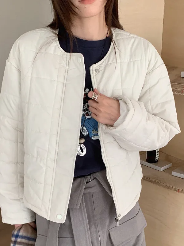 

Женская винтажная куртка-пальто с круглым вырезом, на молнии, с одной пуговицей, с узором, из хлопка, длинная, теплая зимняя верхняя одежда