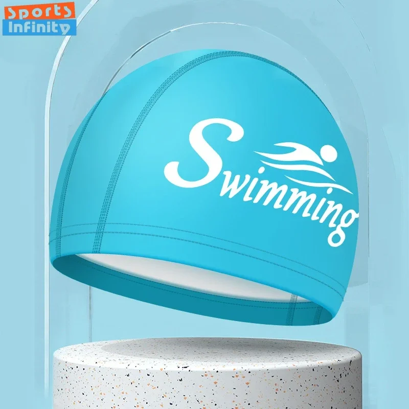 Fashion Swim Caps for Women Men Large Size Long Hair Ear Protection Swimming Caps PU Waterproof Letter Printed Swimming Cap