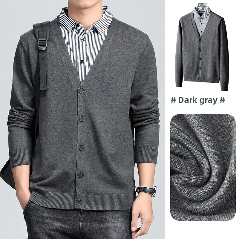 

Warm Busin irt Collar Knitted Sweater Striped Loose Fit Long Sve Cardigan for Autumn Winter Casual Basic Sle M