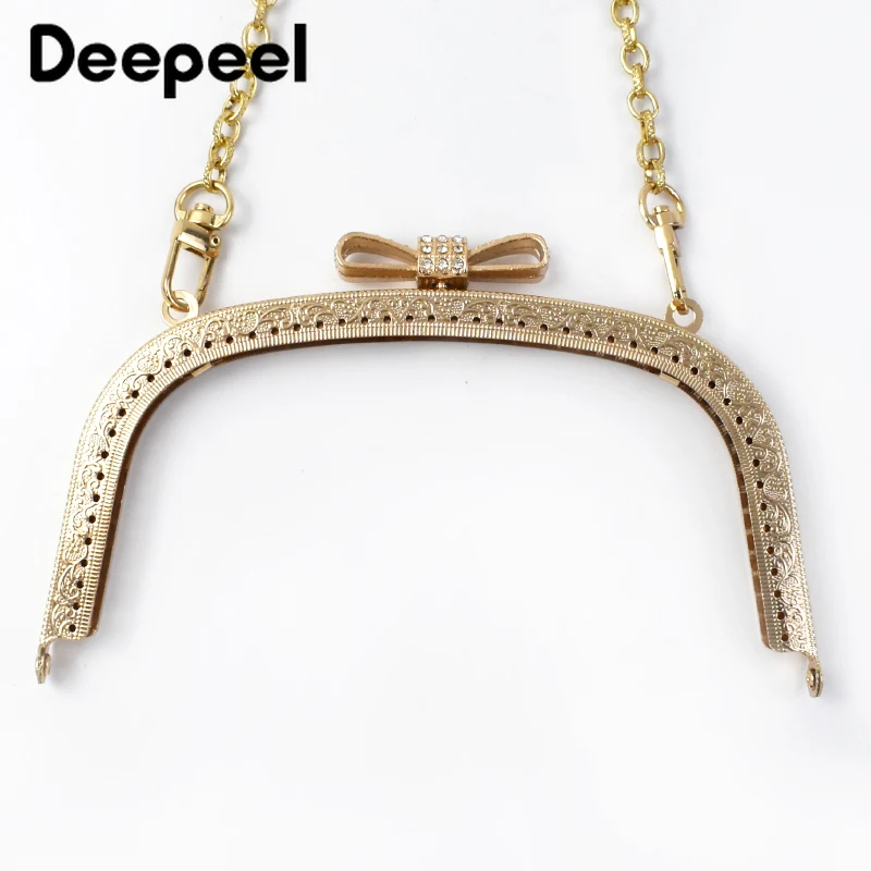 2/5Pcs Deepeel 18.5cm Embossed Bow Head Kiss Clasp Purse Frame Bags Brackets Metal Hardware Wallet Handbag Sewing Accessories