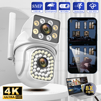 8MP Dual Lens WiFi IP Camera 5G PTZ Surveillance Cameras Outdoor Waterproof Security Cam Full Color Night Vision Human Detection