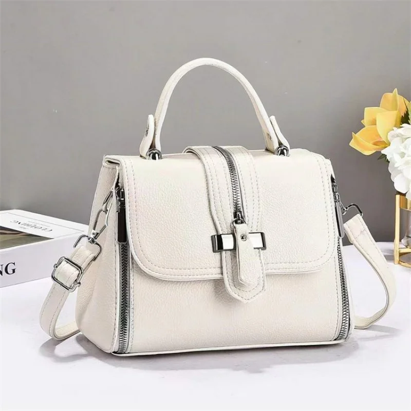 

Популярная классическая элегантная женская сумка - кожаная сумка через плечо с регулируемым ремешком через плечо люксового бренда