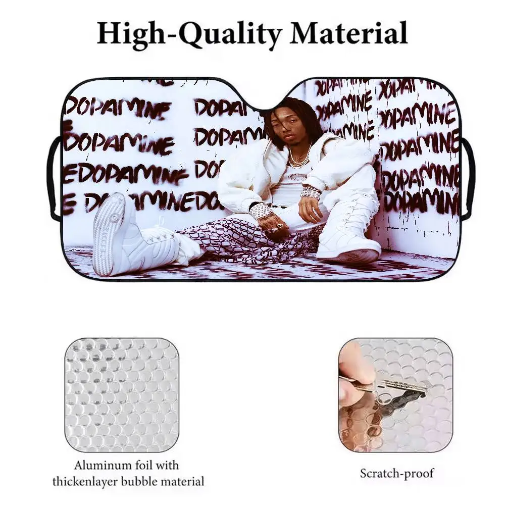 L-Lil T-Tecca مغني الراب سيارة ظلة الزجاج الأمامي المضادة للأشعة فوق البنفسجية حماية الجبهة الشمس الظل التبريد حامي للمركبة الداخلية