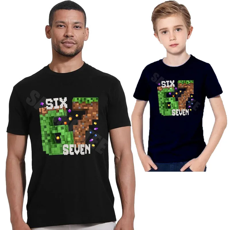 Funny Pixel Six Seven 67 Gamer Birthday for Men Boys Teens T-Shirt Y2k Video Game Lover Graphic Outfit Saying Tee Novelty Tops