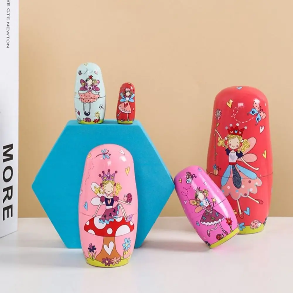 

Cute 5Pcs/Set Animal Matryoshka Doll Smooth Wood Girls Russian Doll Craft Safe Wooden Stacking Dolls Xmas