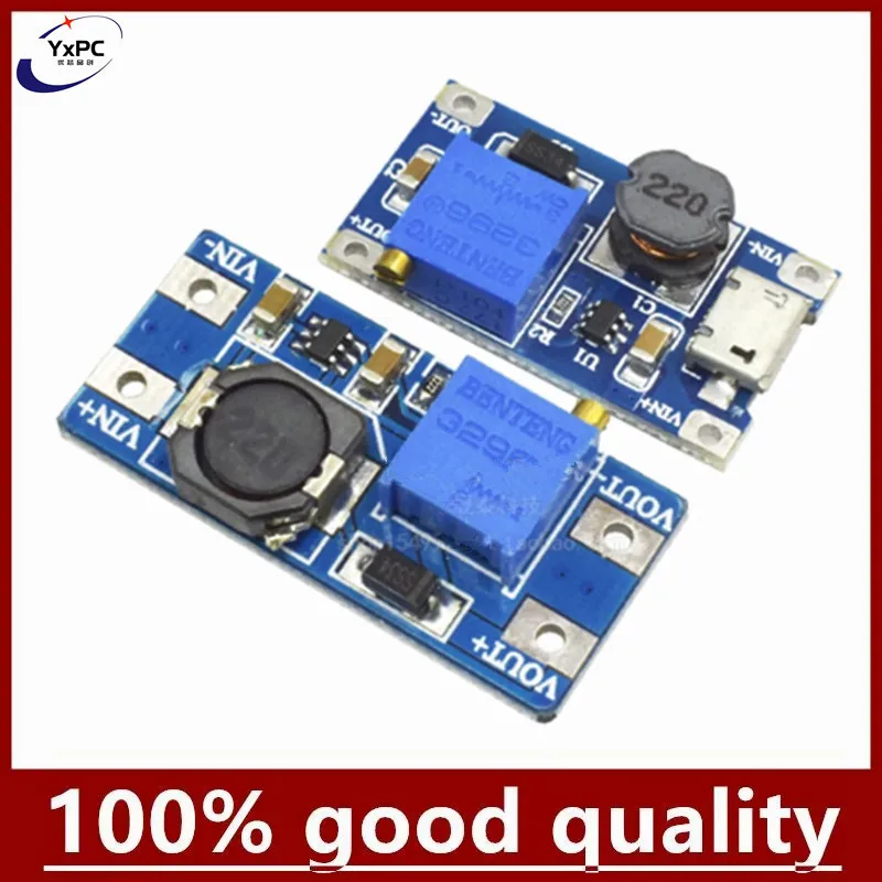 1pcs 100% New MT3608 DC-DC Adjustable Boost Module 2A Boost Plate Step Up Module MICRO USB 2V-24V to 5V 9V 12V 28V