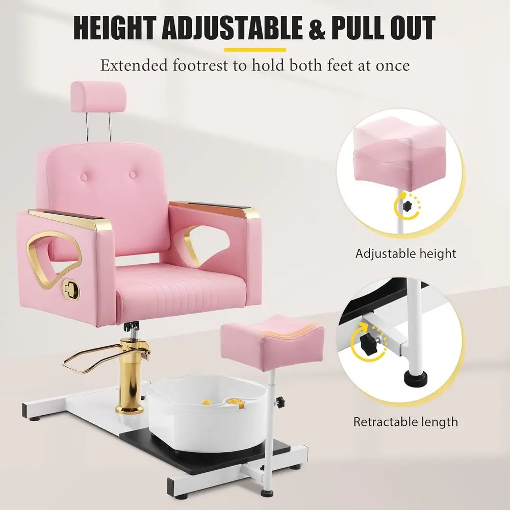 360 °   회전식 유압 페디큐어 스테이션 마사지 풋 스파 및 롤링 스툴 포함