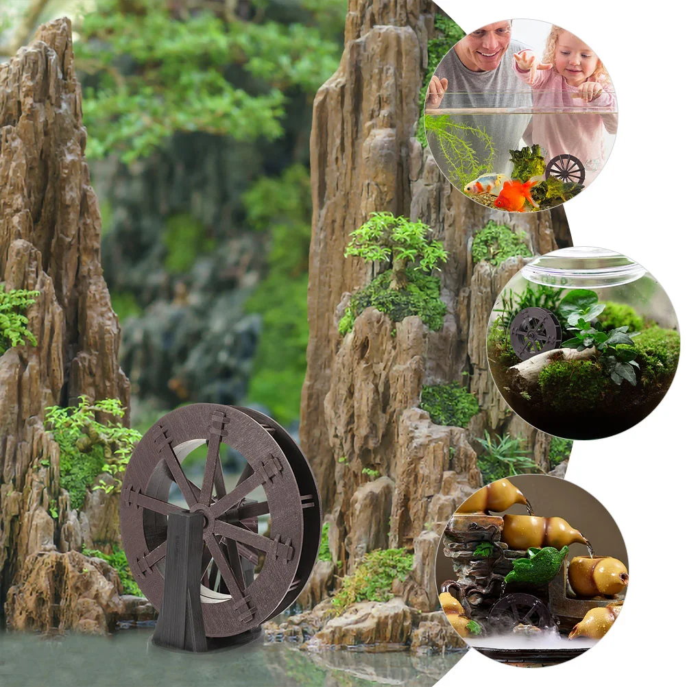 2 pezzi ruota fontana Feng Shui ornamenti che scorre acqua acquario roccioso bonsai piccola fortuna trasferimento 2 pezzi accessori in plastica