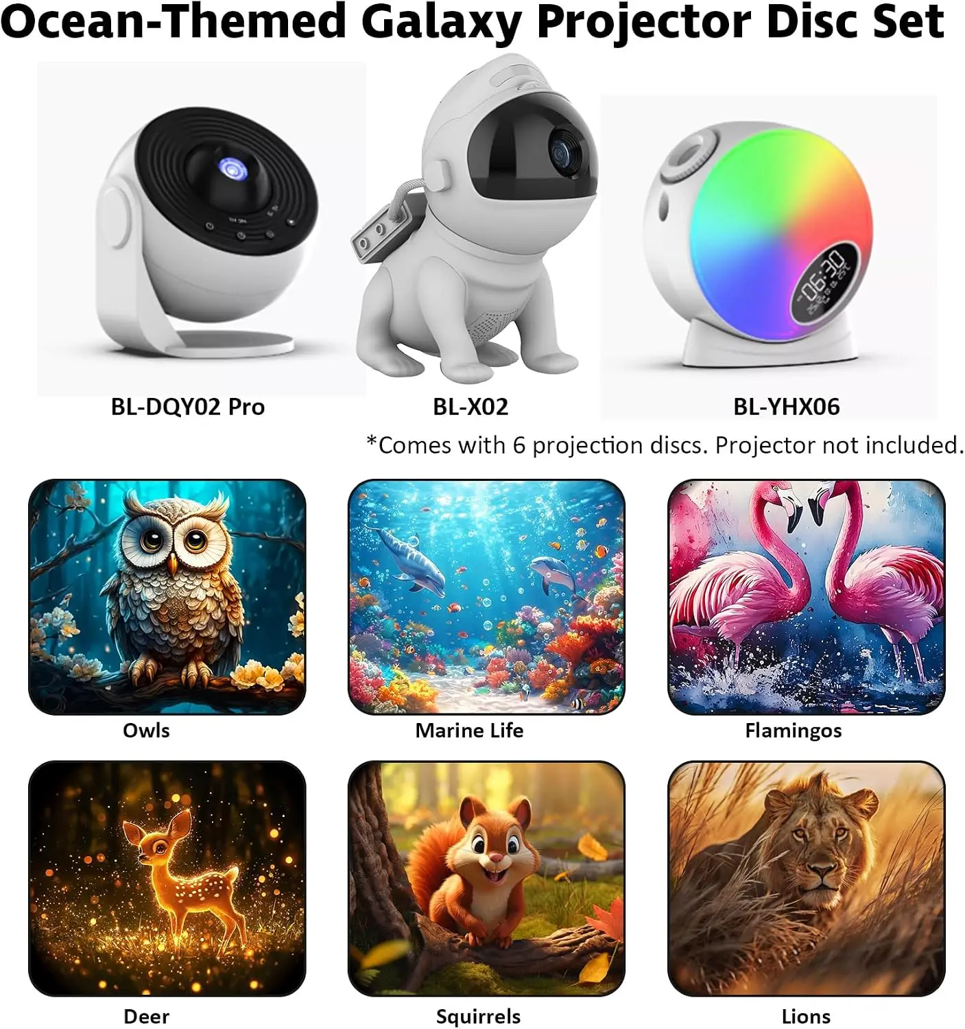 Galaxy Star Projector Disc Realistic Animal Pattern Film Disc 4K HD Ceiling Projection Disc - 6 Pack (Projector Not Included) image 3
