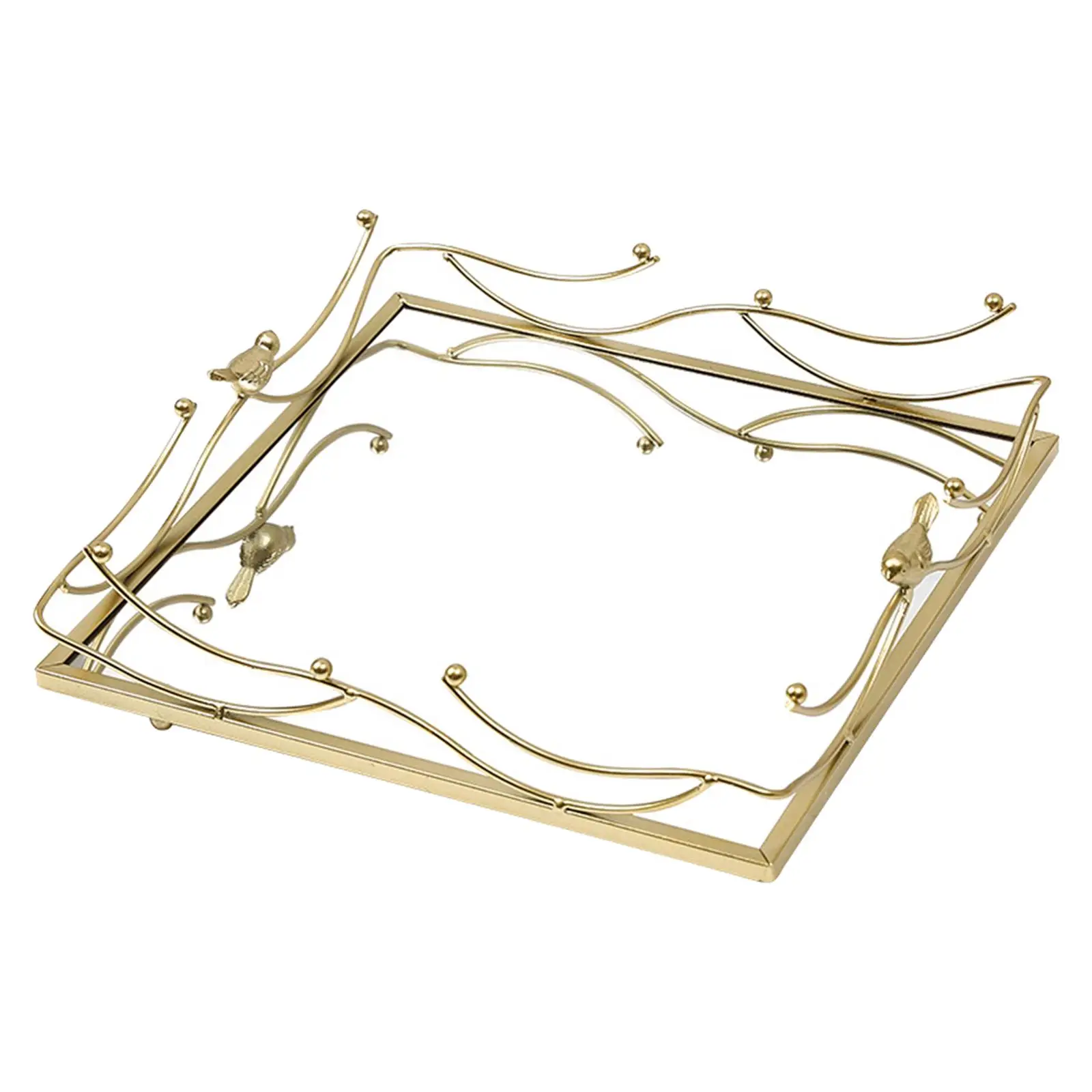 Decorative Mirror Tray Vanity Perfume Tray Modern Photography Prop Makeup Organizer Display for Living Room Bathroom Office