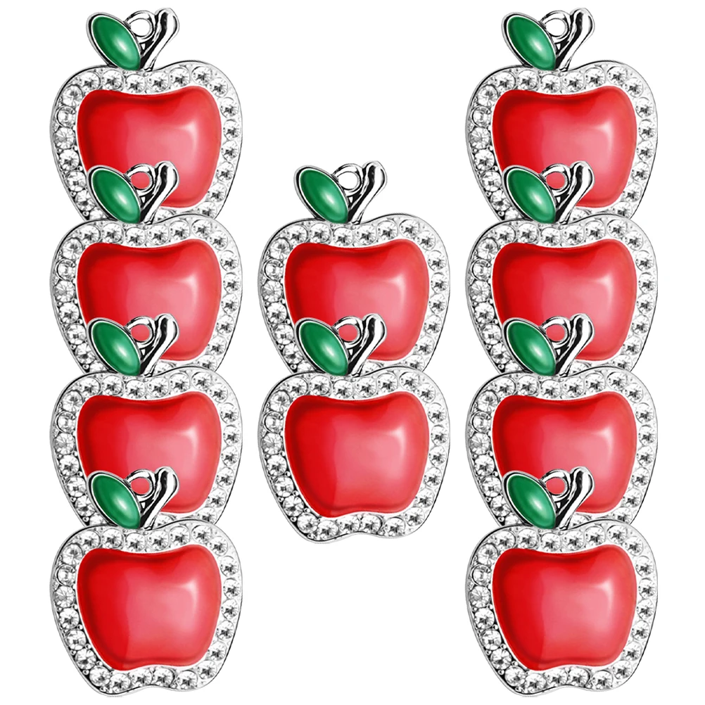 

10pcs Apple Keychain Red Charms for Bracelet Making Metal Pendants Diy Jewelry Accessories Fruit Crafting Materials