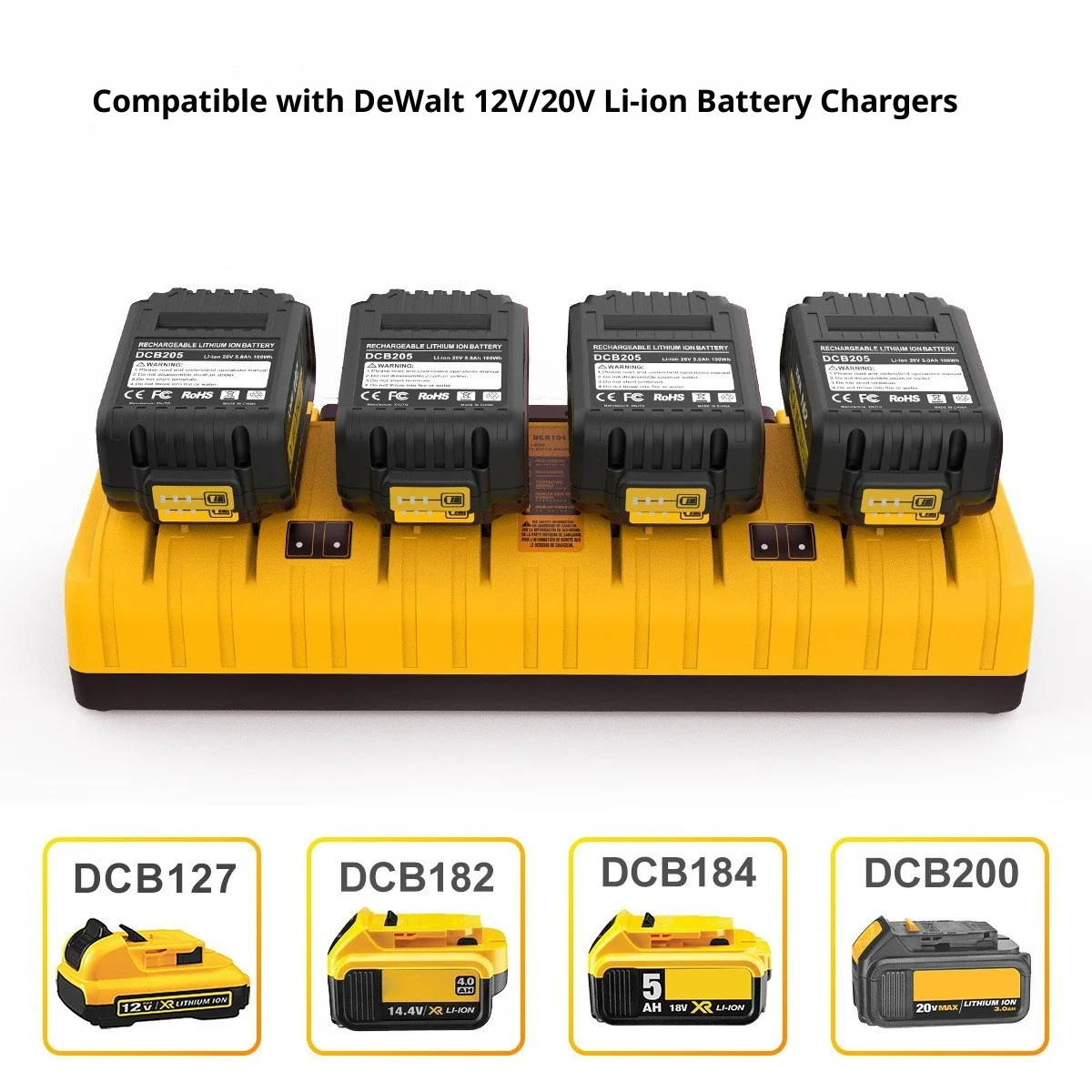 14.4-18v 12-20v Lithium Battery Compatible Charger Four Slots Independent 3a Fast Charging 디월트 충전기 디월트 배터리 충전기