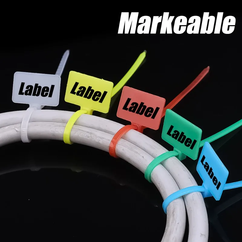 Imagem -05 - Nylon Cabo Ties Labels Easy Mark Plastic Loop Marcadores Carga de Dados Fio Cabo de Alimentação Self-locking Zip Ties 2x110 mm 100 Pcs Conjunto