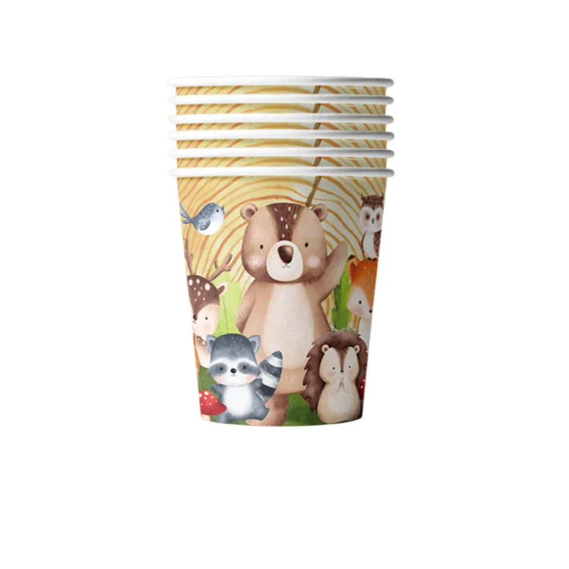 Woodland Animal Jungle Forest DIY Party Decoration Plate Cup Tablecloth Birthday Party Baby Shower Kids Birthday Party Supplies view 3