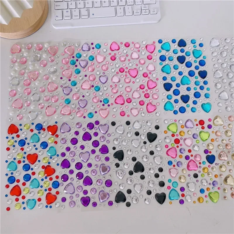 3D Love Heart Face Gems Self Adhesive Diamond Stickers Rhinestone Eyeshadow Stickers Crystal Jewels for Children DIY Decorations