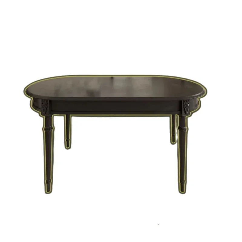 

Retro solid wood black dining table and chairs small apartment Nordic American casual simple