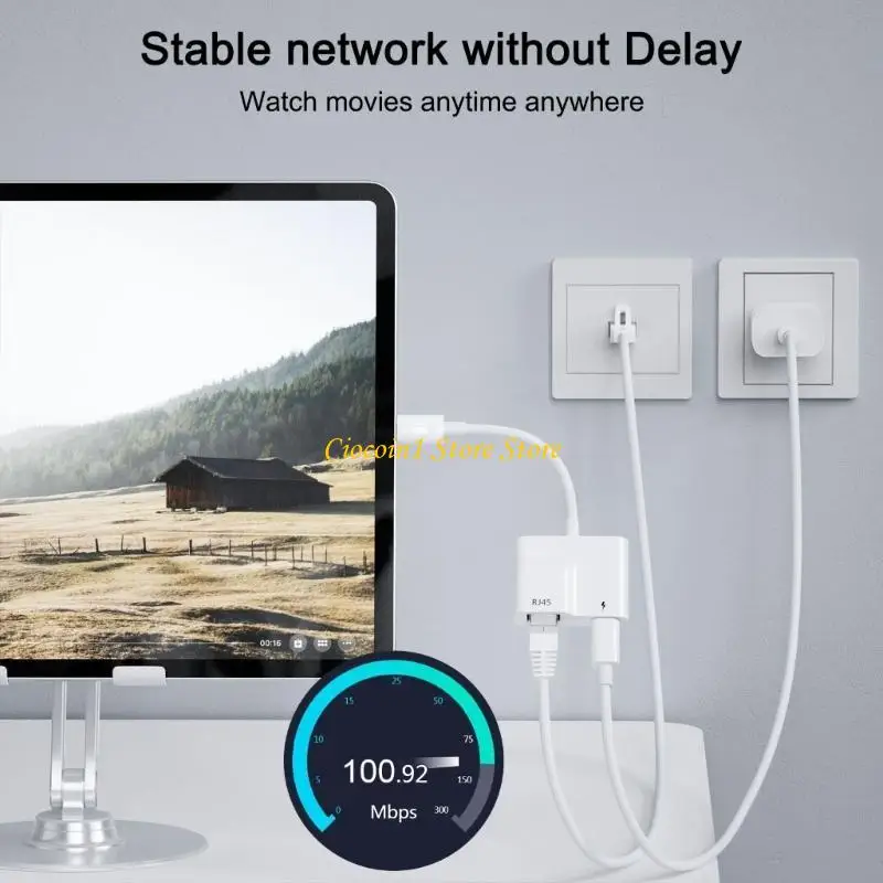 

Адаптер A3PC USBC-Ethernet Сетевой адаптер TypeC-RJ45 поддерживает преобразователь Ethernet 10/100 Мбит/с с портом зарядного 60