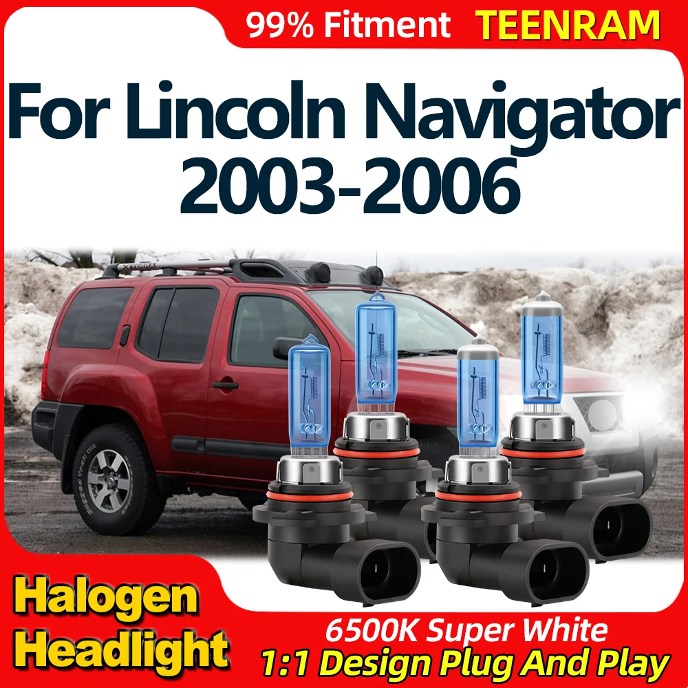 

12V 200W Auto Headlight Bulbs 24000LM High Low Beam Car Halogen Lamps 6500K White For Lincoln Navigator 2003 2004 2005 2006