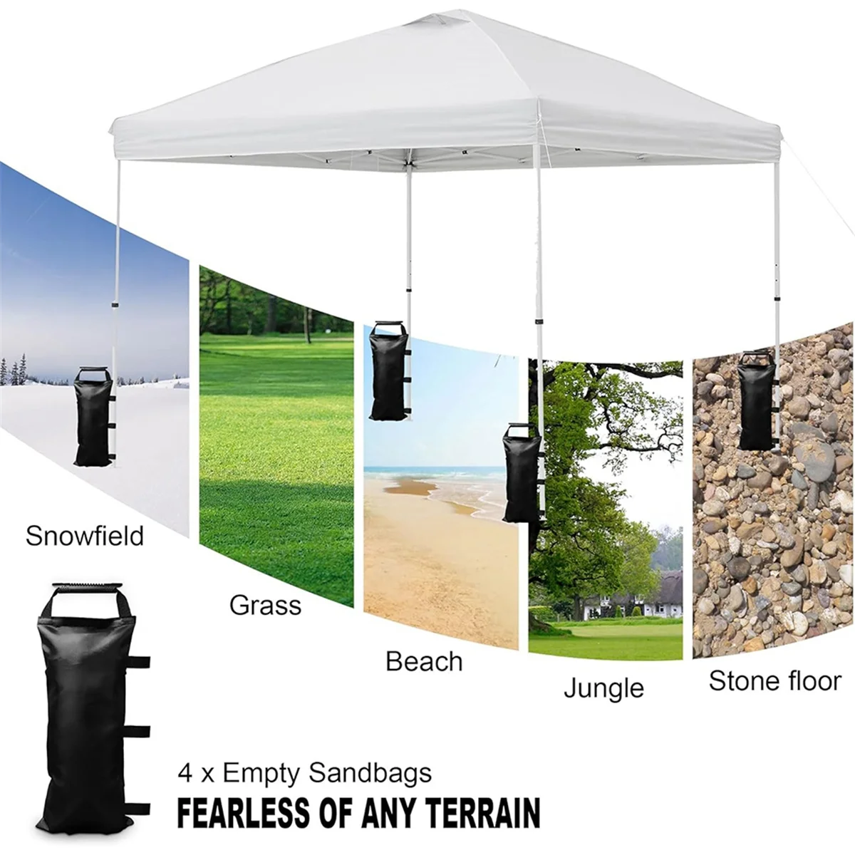 أكياس رمل لأوزان المظلة (بدون رمل) أكياس رمل للوزن أكياس رمل لخيمة المظلة أوزان المظلة 4 عبوات باللون الأسود