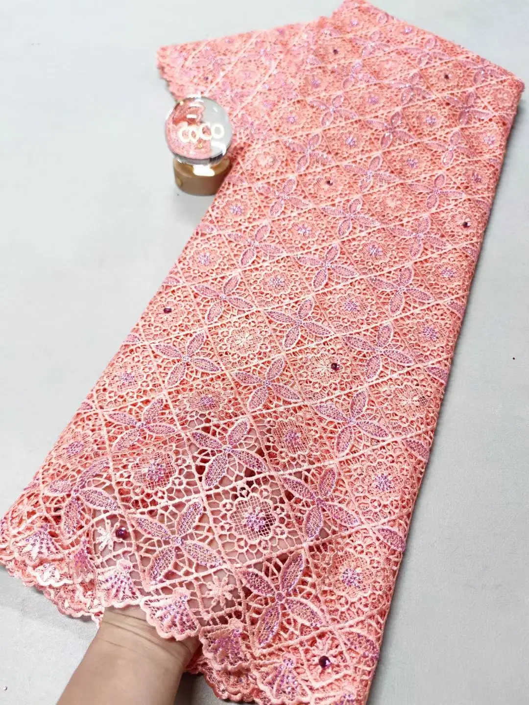 2025 New African Lace Fabric Nigerian Tulle Embroidered Bridal Gown Material Soft White Damask For Wedding Party Dresses H165-1