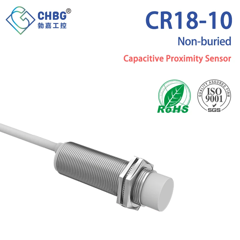 

CHBG M18 Capacitive Proximity Sensor Non-Embedded 10mm Detects Conductors Dielectrics AC PNP NPN NO NC 10-30V AC 90-250V