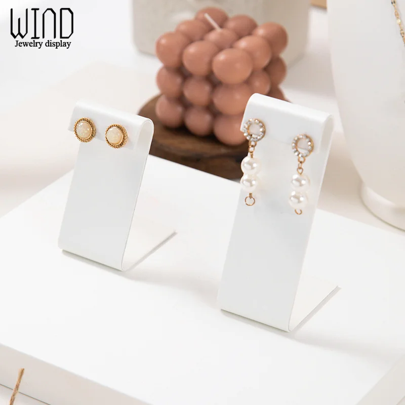 Earring Holder Ear Studs Jewelry Display Stand Rack Elegant White Leather Dangle Clip Hoops Earrings Jewellery Retail Organizer