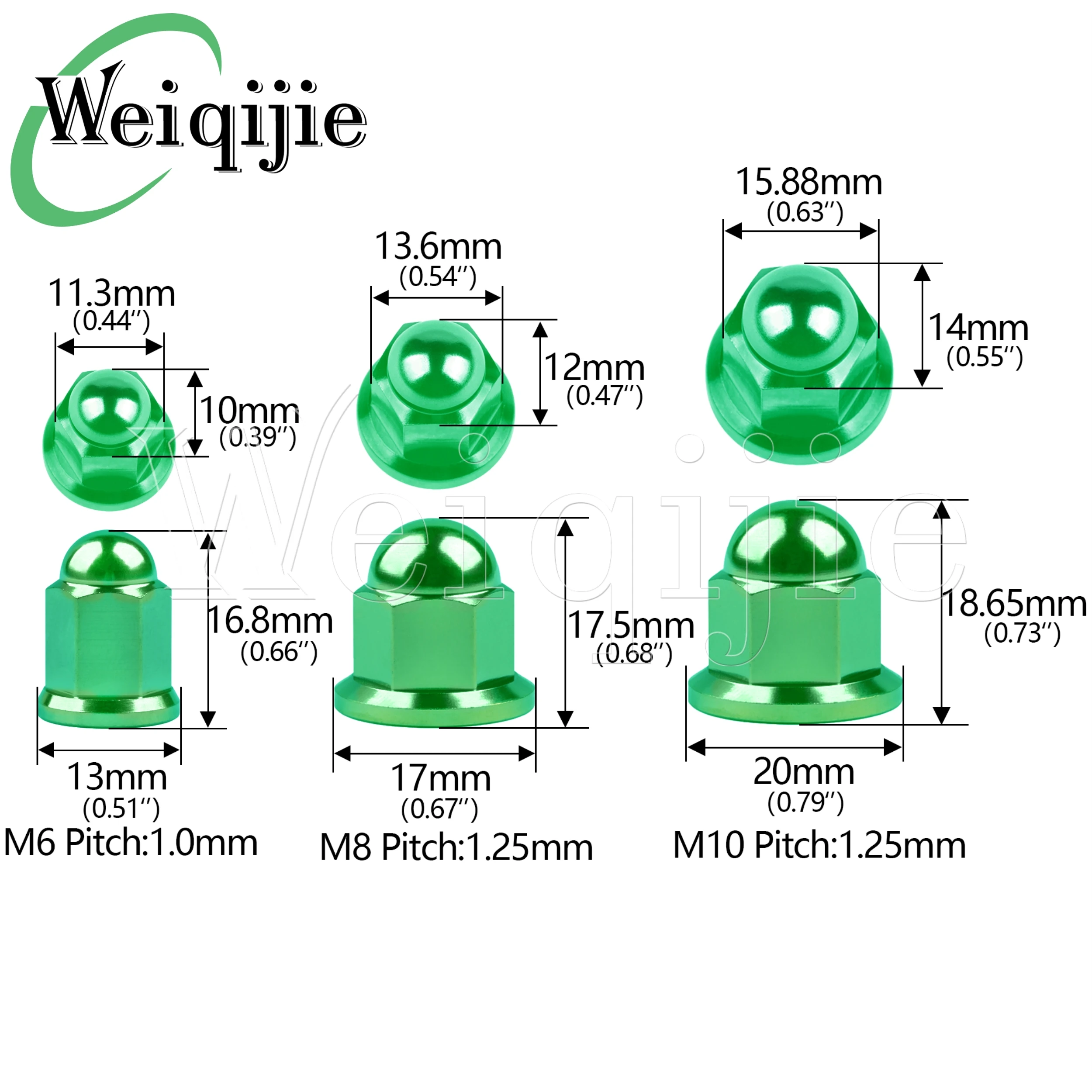 Weiqijie Titanium Nut M6x1.0mm M8/M10x1.25mm for Bicycle and Motorcycle Dome Flange Lock Nut