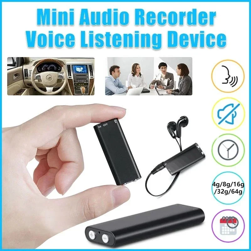 64GB Smallest Mini Activated Voice Recorder Espia USB Digtal Sound Record Voice-controlled 4GB-32GB Audio Dictaphone MP3 Player