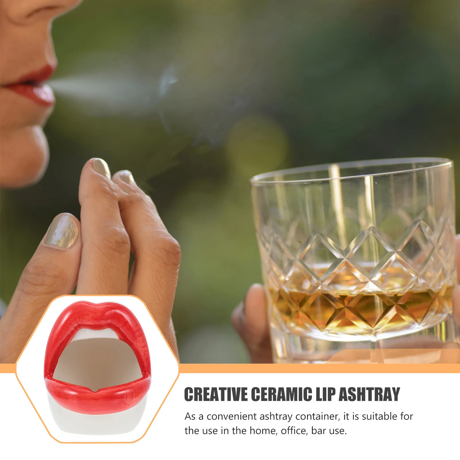 

Cigarette Butt Ash Tank Decoration Funny Lip Ashtray Living Room Tabletop Ornament Container Bar Smoking Desktop