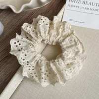 Elegant French Lace Hollow Wide Scrunchie Hair Band For Women Girls Sweet Hair Ornament Rubber Band Fashion Hair Accessories 5