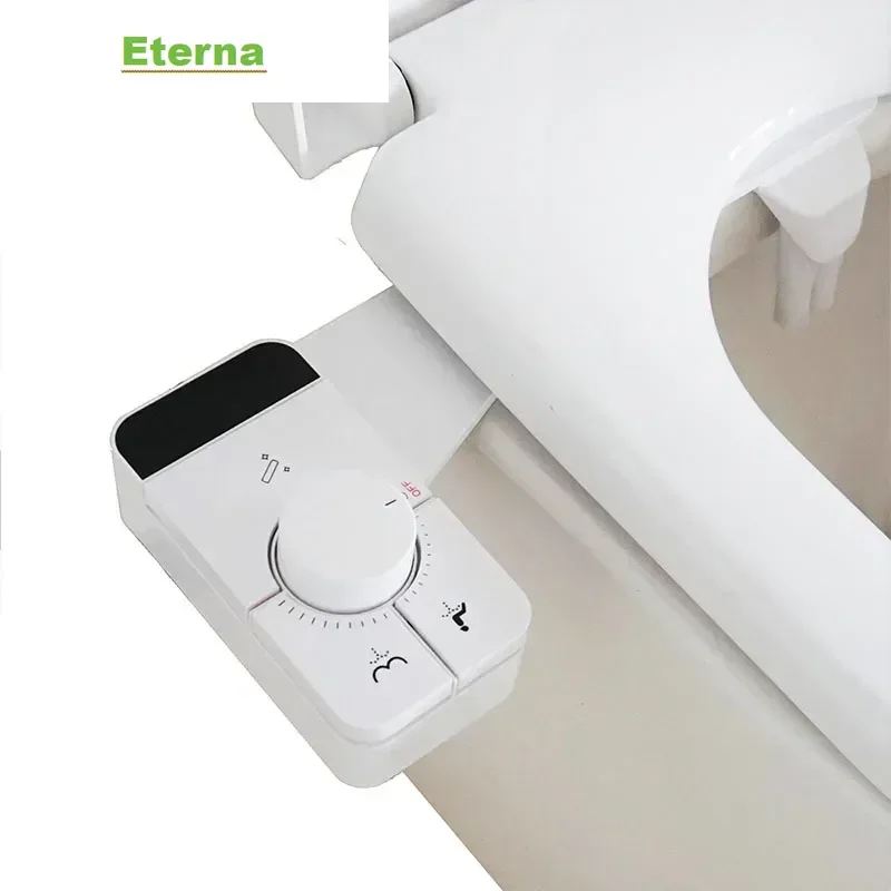 Adjustable Water Pressure Ass Sprayer Bidet Sprayer Attachment Non-Electric Ultra-Slim Toilet Seat Attachment Dual Nozzle Bidet