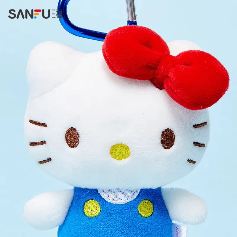 Genuine Sanrio Hello Kitty Cute Blue Keychain Car School bag Pendant Kids Plush Toys Keyring Plushier Birthday Thanksgiving Gift