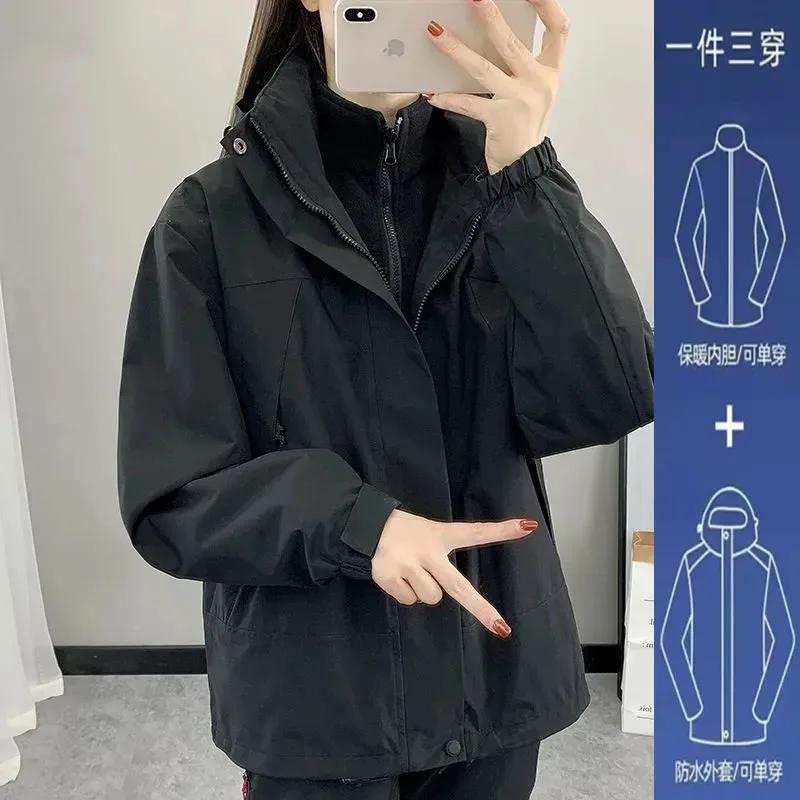 

Женская верхняя одежда с длинными рукавами и капюшоном, модная женская куртка штурмовика, осень-зима, женское свободное утепленное пальто ﻿