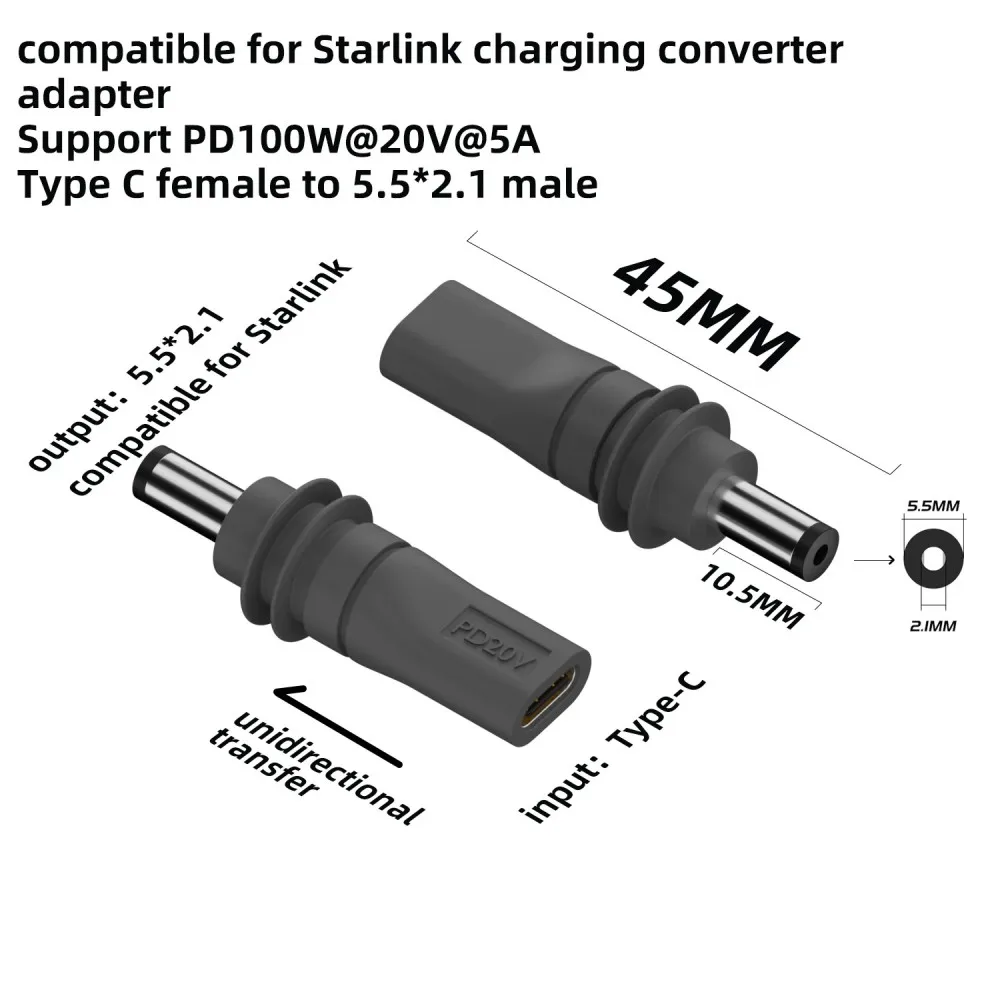 KEBIDUMEI 20V 100W Type-C to DC Cable Fast Charging Power Cord For Starlink Mini Outdoor RV Camping Power Supply