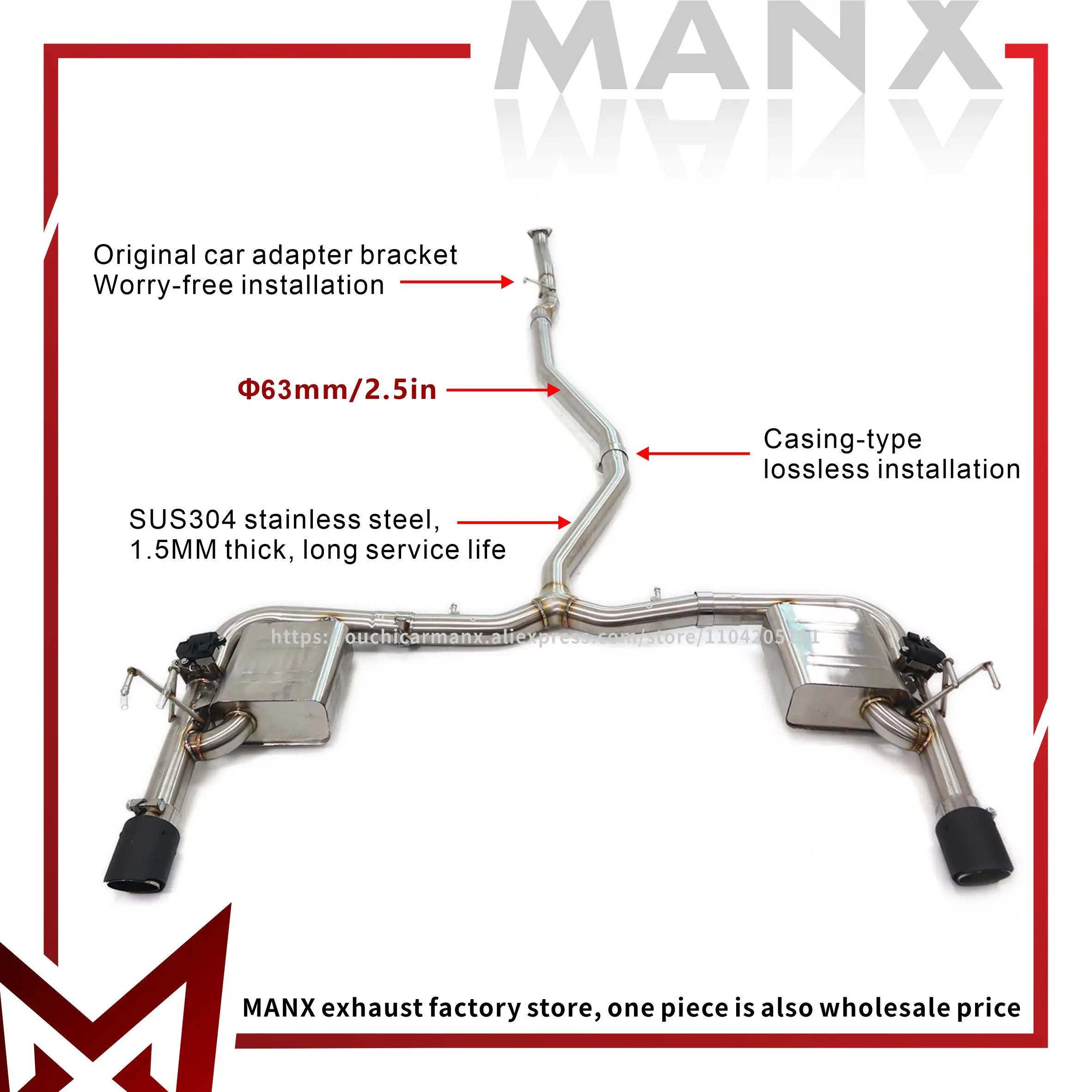 

Car Exhaust System for Honda Civic FE 1.5T Stainless steels Catback Performance exhaust pipe with remote control valve