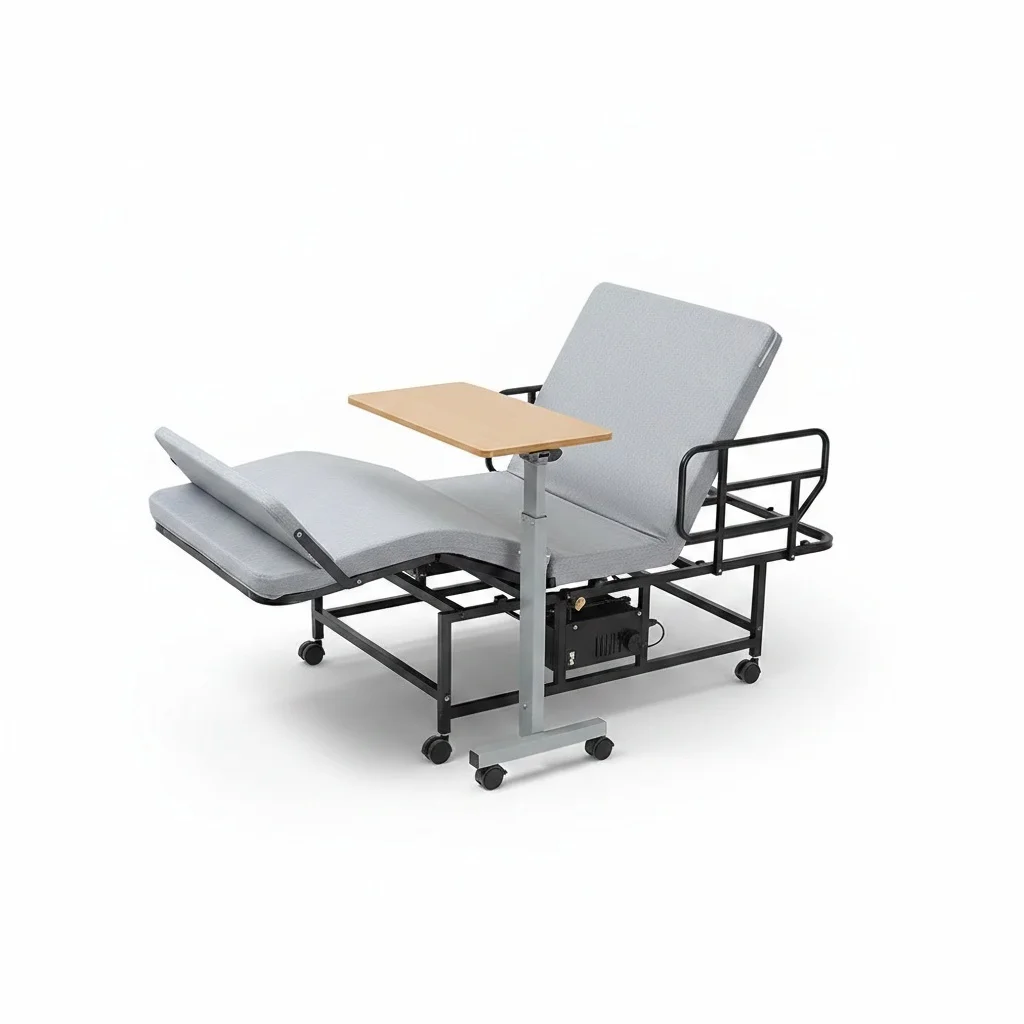 Nursing Backrest Support, Heavy Duty Metal Frame Electric Adjustable Bed Base, Elderly Auxiliary Lifter Wake up Care Bed