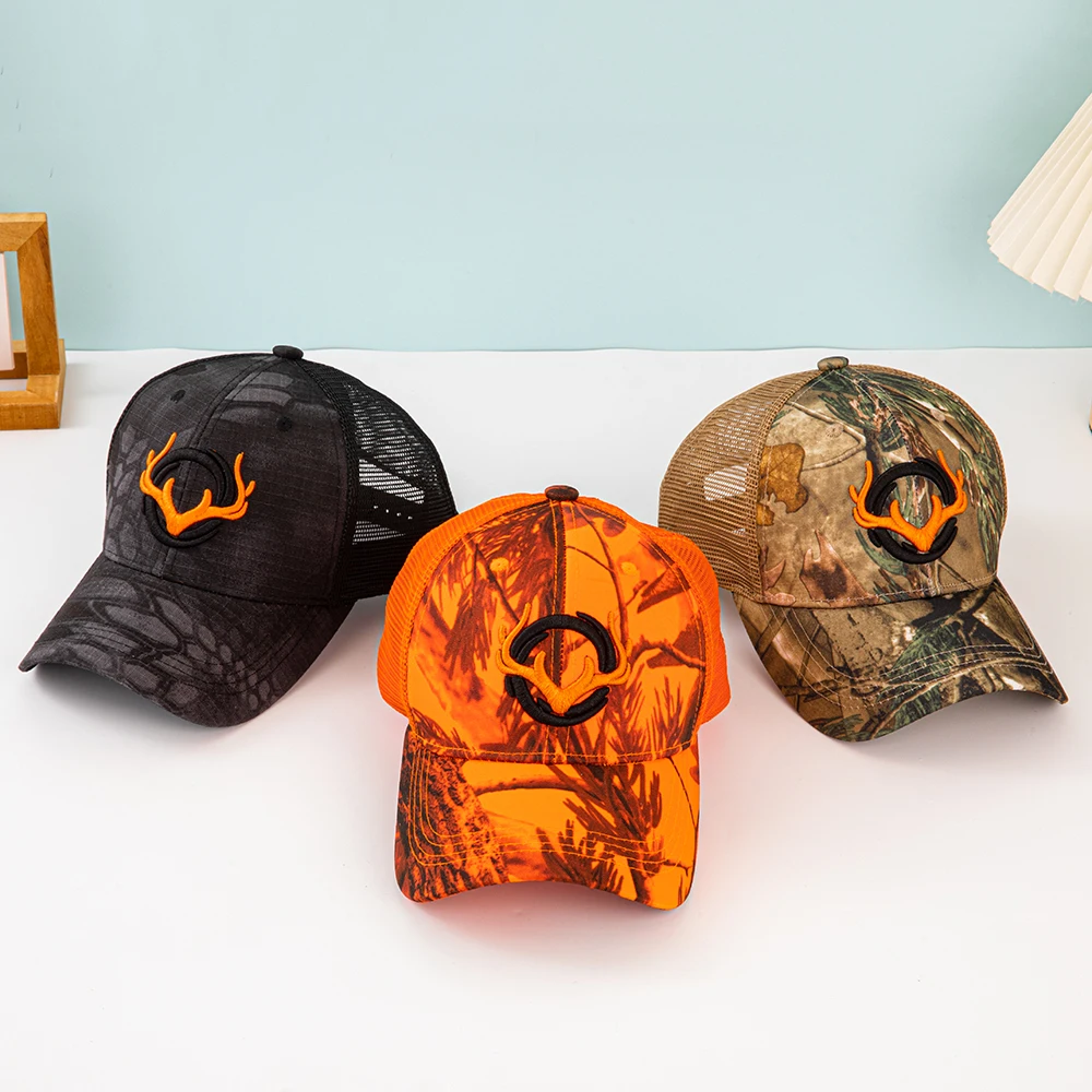Gestickte Baseballkappe mit Hirschmotiv, Hip-Hop-Mütze, Verstellbare Modische Herren-Caps mit Tarnmuster, Atmungsaktive Mesh-Kappen, Lässige Sonnenhüte, Taktische Hüte – Detail 4