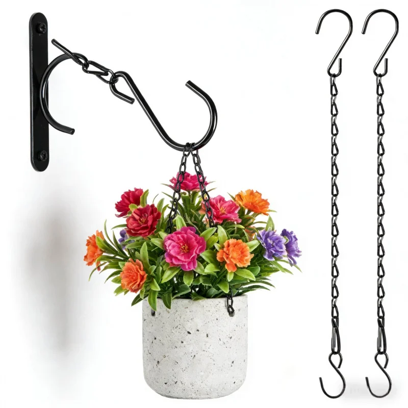 Multi-purpose Black Flower Pot Hanging Basket Hanging Chain6-12Personalized Metal Garden Plant Hanging Bracket Bird Feeder Lante