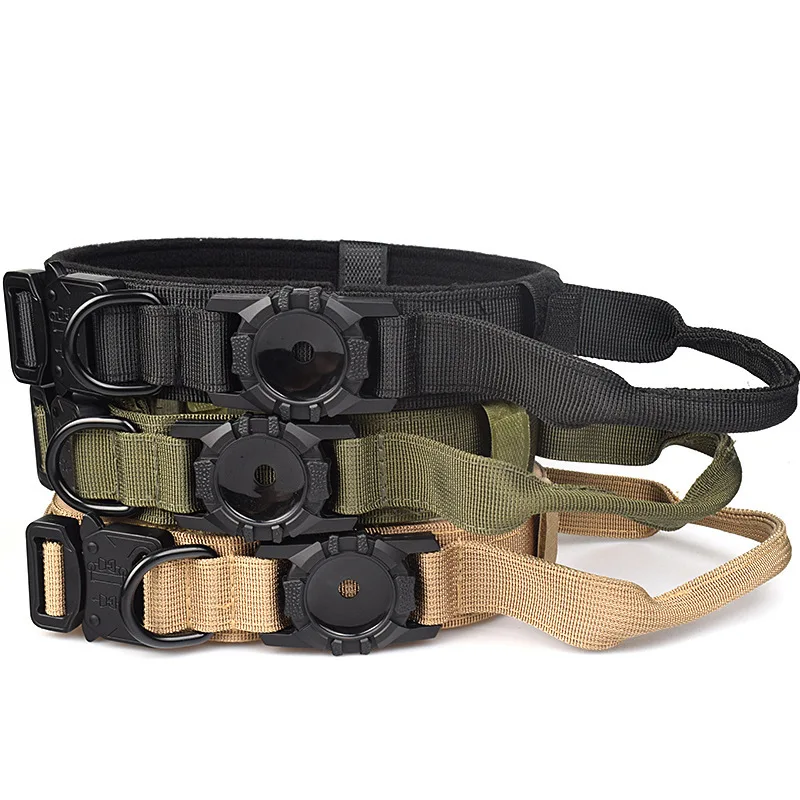 Adjustable Nylon AirTag Holder for Pet, Tactical Collar, Pet Accessories, Anti Last and Pet Dog Tracing, Safe for Dog